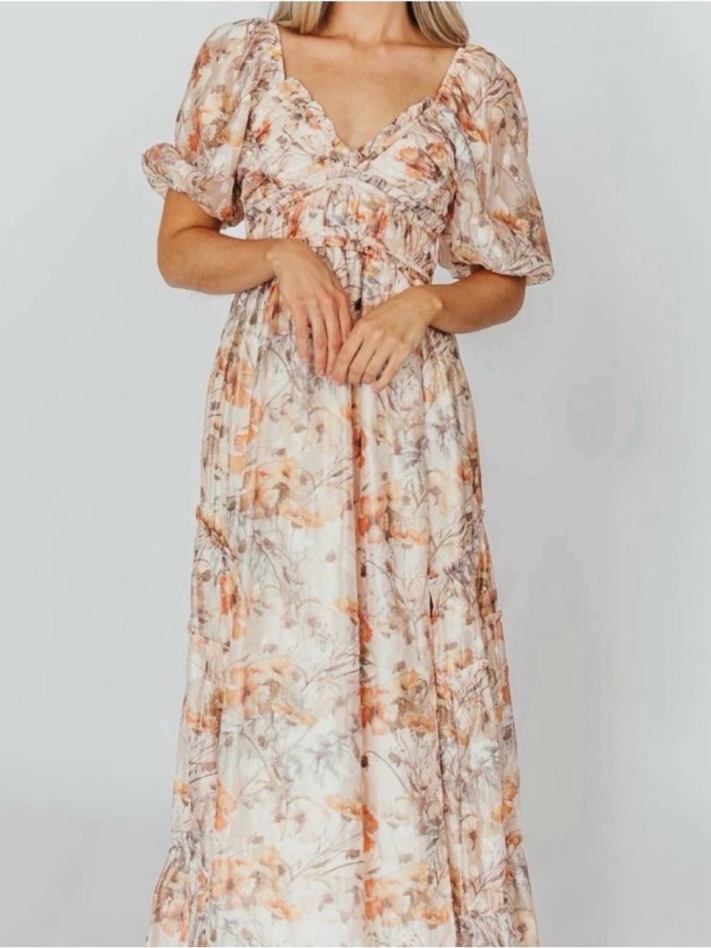 NWT Worth Collective Daphne floral dress in beige multi, size S